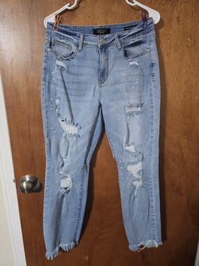 Judy Blue Light Blue Distressed Boyfriend Jeans